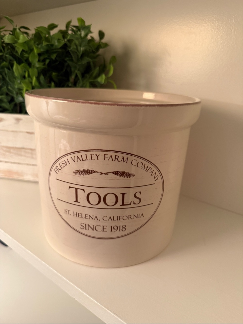 Chefs FRESH VALLEY FARM COMPANY Kitchen TOOLS Utensil Crock Stoneware Vintage